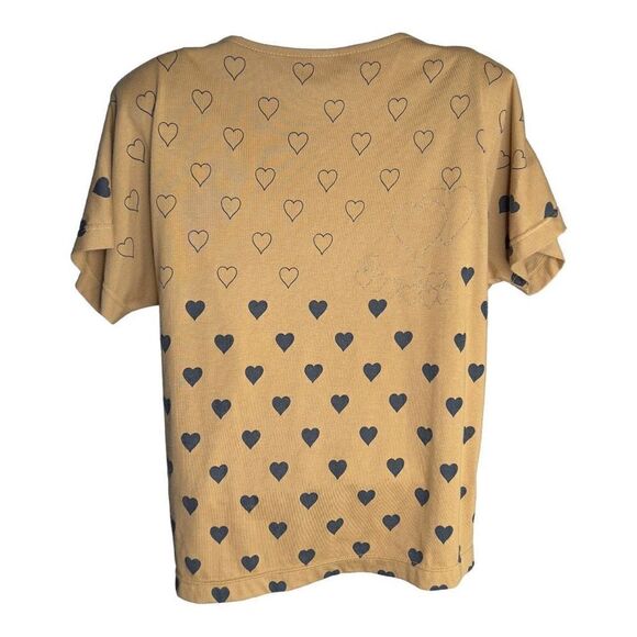 Vedo Verde Vintage Women's Sequin Heart Print Dolman Sleeve Top gold black Small - Picture 3 of 12